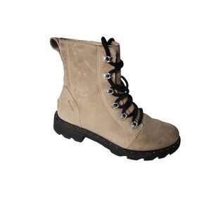 SOREL Lennox Lace Up waterproof Combat boot Women's Sz 8.5 sandy tan leather